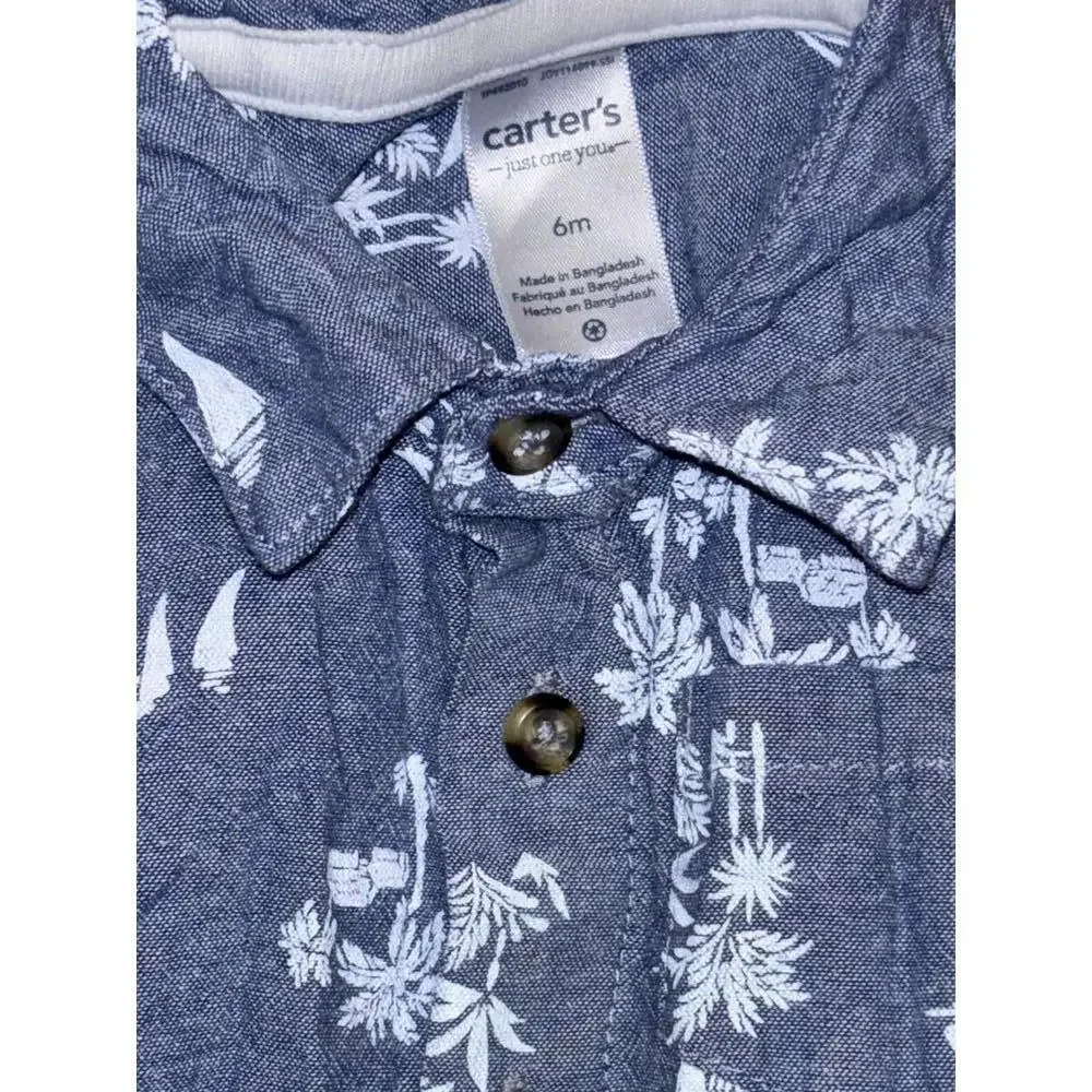 Carters Kid's Button-Up Shirts (Set of 3) - Adorable Shirt Size Range 0-6 Months